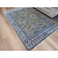 Persian Light Green Blue Allover Design High Quality Heat-Set Polypropylene Floor Area Rug