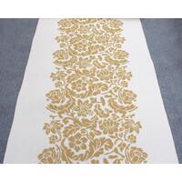 Event Wedding Gold White Floral Center Carpet Runner 100CM x 20m Roll Bulk Order