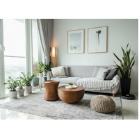 Super Soft Feel Fibers Lines Raj Cream Blue 10mm Thick Abstract Floor Area Rugs