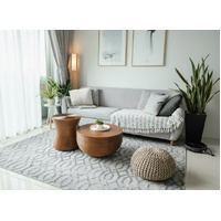 Super Soft Feel Fibers Links Raj Silver Green Blue 10mm Thick Abstract Floor Area Rugs