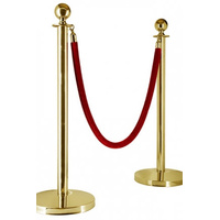 Red Braided Ropes & Gold Stanchion Bollard Post Packages Hire