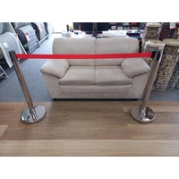 Stainless Steel Bollard Stand Queue Barrier With 1.8m Red Retractable Webbing Crowd Control