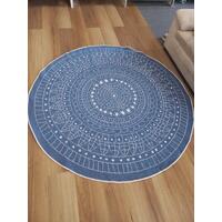 Washable & Reversible Outdoor Patio Floor Circles Terrazzo Mosiac White/Ocean