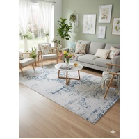 Distressed Transitional Super Soft Grey Cream Blue Opulence High Quality Floor Decor Rug