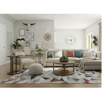 Super Soft Feel Fibers Triangles Vienna Multi Coloured 9mm Thick Abstract Floor Area Rugs