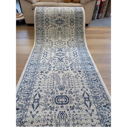 Buy Persian Design Hall Runner Chorus Cream Blue Allover Detailed 80cm wide by the meter Soft Feel
