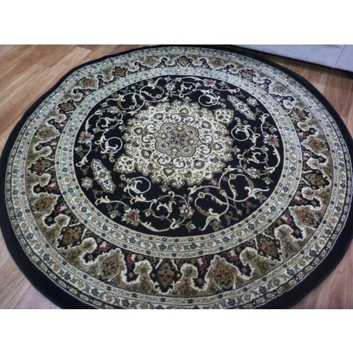 Persian Design Round Black 600 Classical 1 2m Or 6m Area Floor Rugs 600 Classical 1 2m Or 6m Area Floor Rugs, Round Persian Rugs Australia
