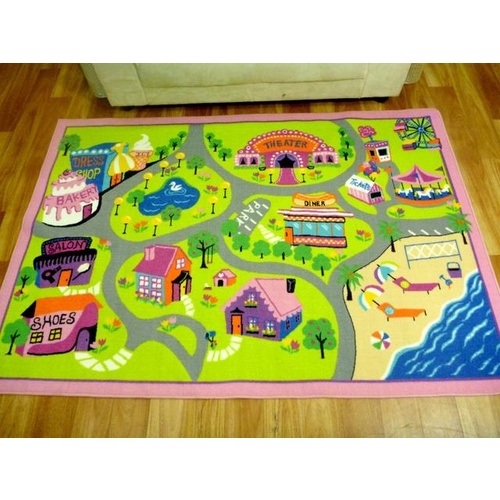 Pink Road Rugs Kids Car Activity, Childrens Car Rugs
